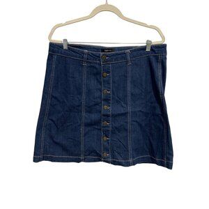 Relativity Button Front Denim Jean Skirt Womens 14 A Line Blue Medium Wash NEW